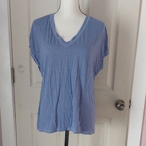 Tommy Bahama IslandZone Silver Gray Blue Striped Athletic Shirt Size M